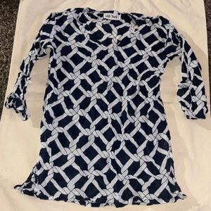 Lexi York Navy and White Patterned Top
